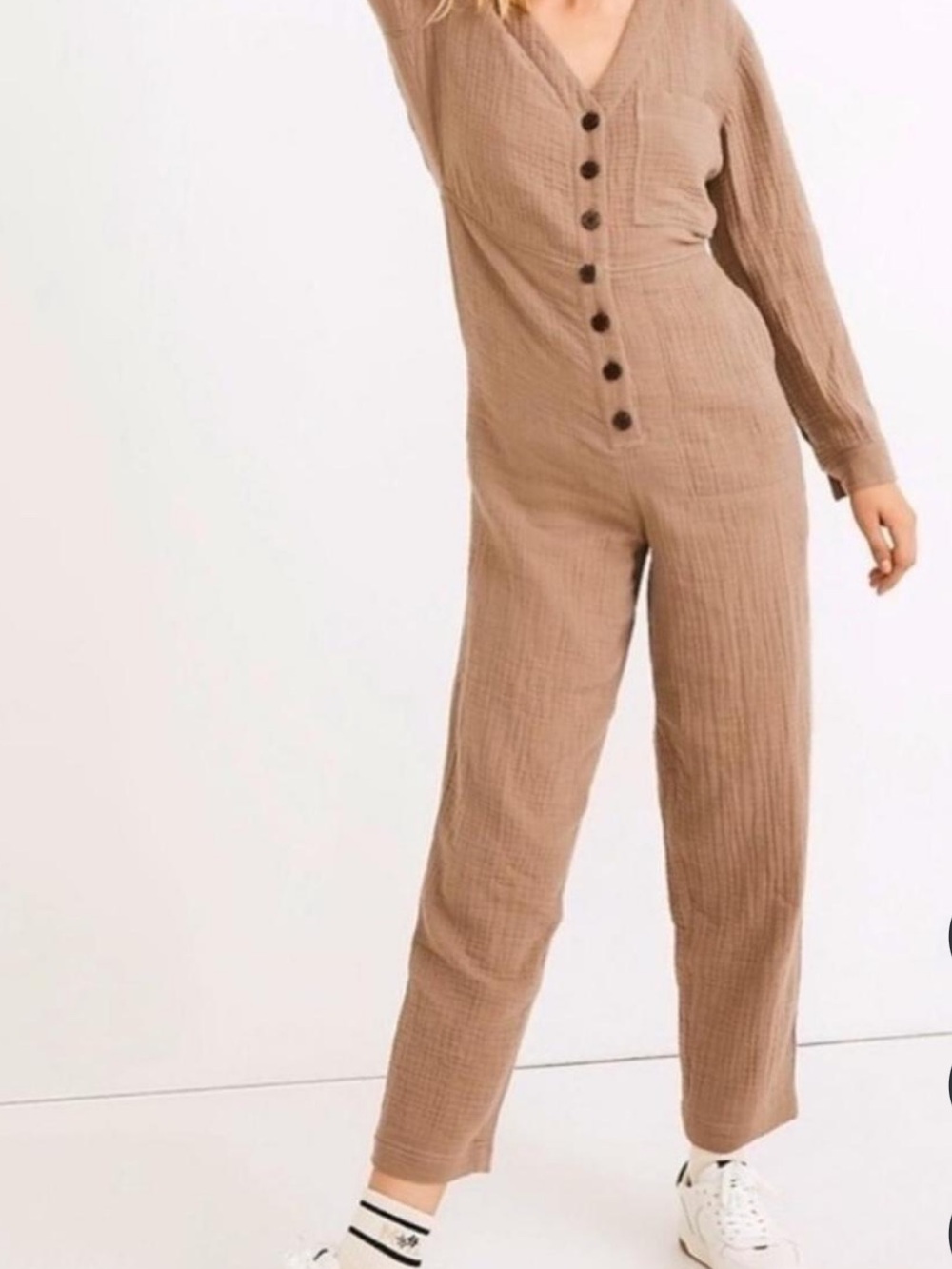 Madewell 100% cotton jumpsuit romper taupe size small excellent condition